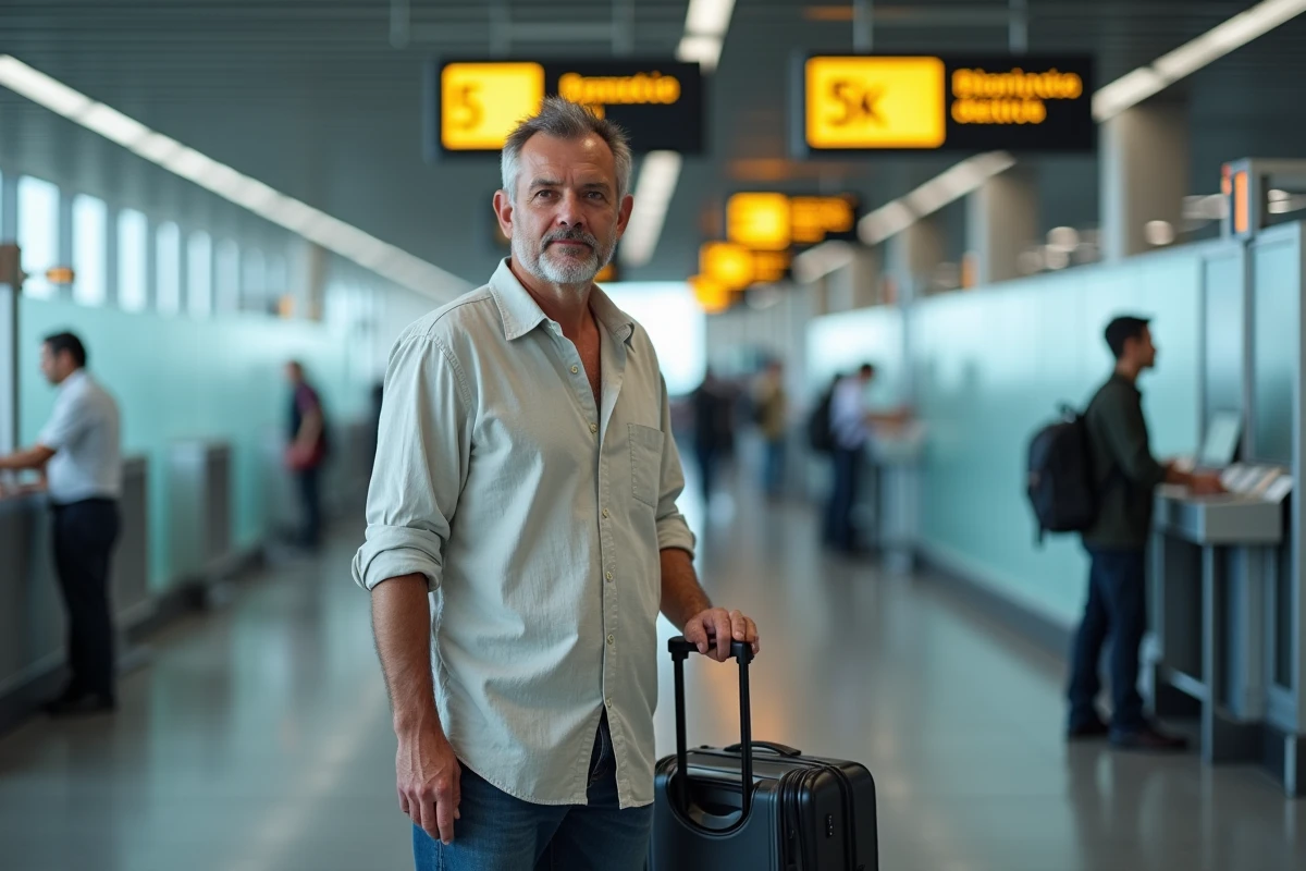 Voyageur présentant une cartouche de cigarettes à la douane espagnole lors d'un passage en aéroport