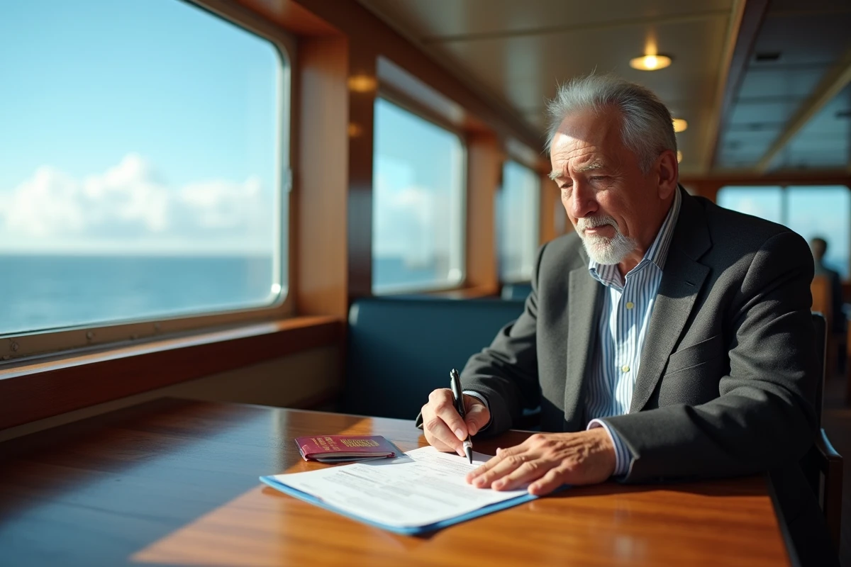 Homme âgé remplissant des papiers d