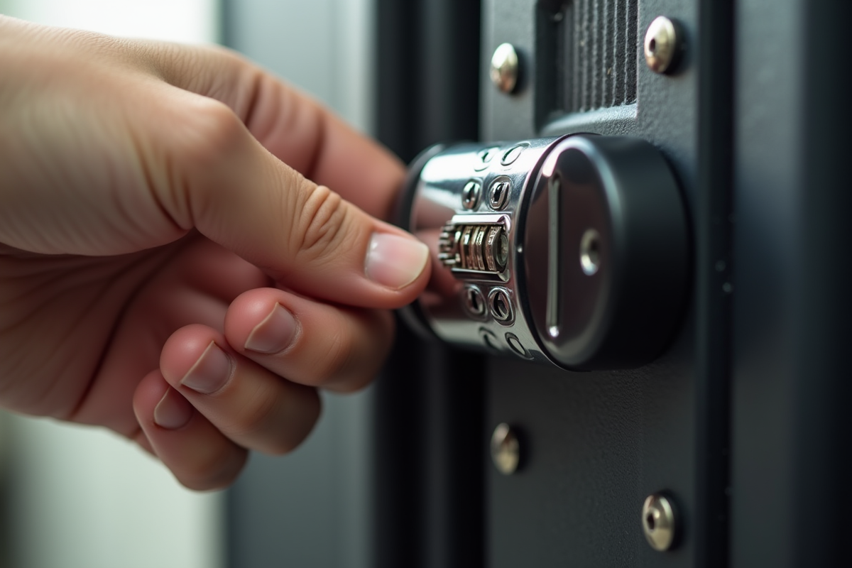 Mains essayant d ouvrir une valise avec un verrou à combinaison