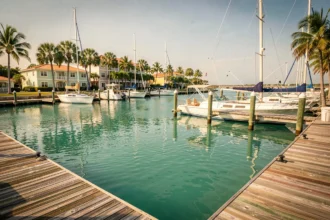 Marina du Coral Lagoon Resort Marathon en Floride avec bateaux amarrés et eau turquoise des Keys