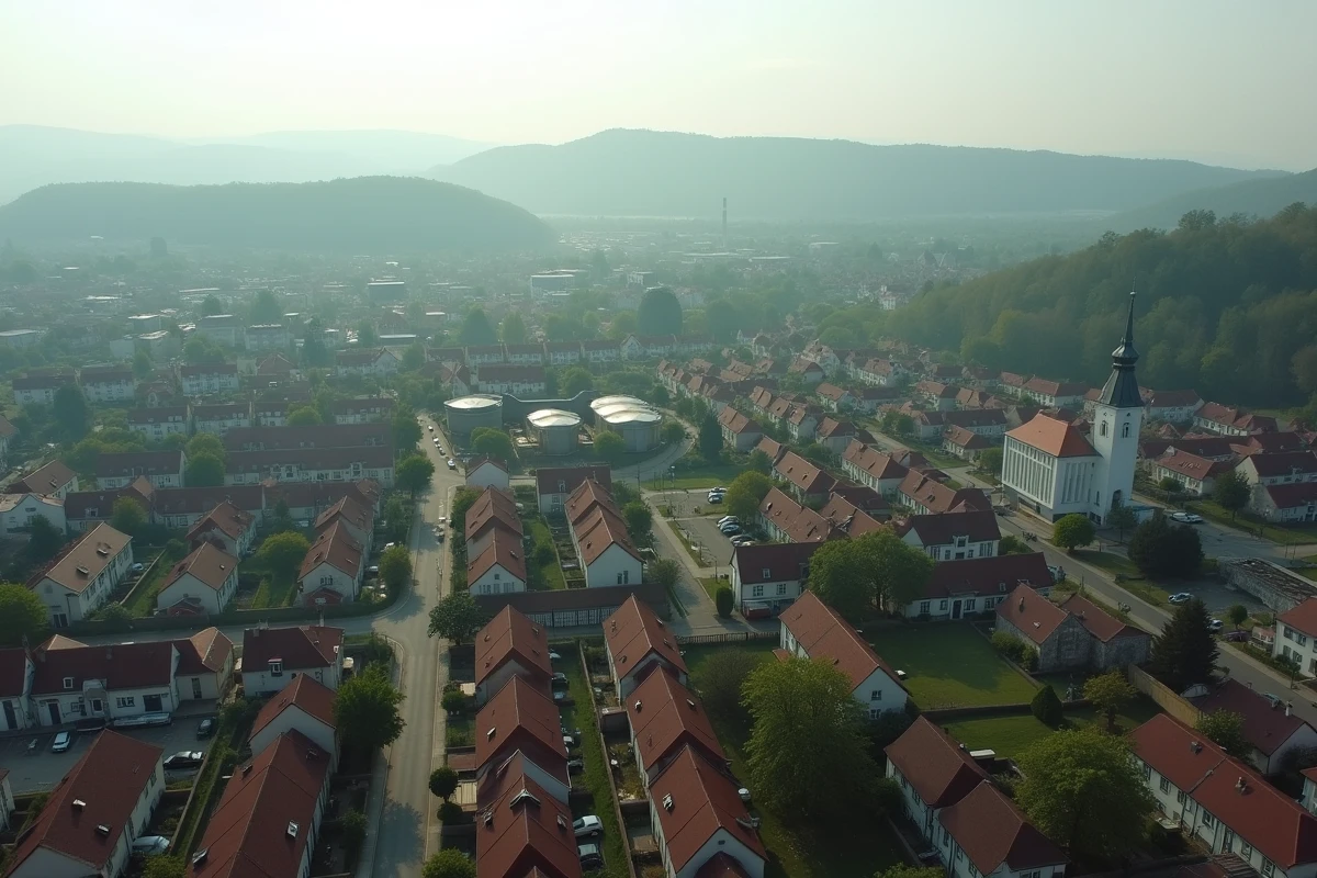 Vue panoramique d'une ville du sud du Luxembourg illustrant la comparaison entre Rodange, Pétange et Esch-sur-Alzette